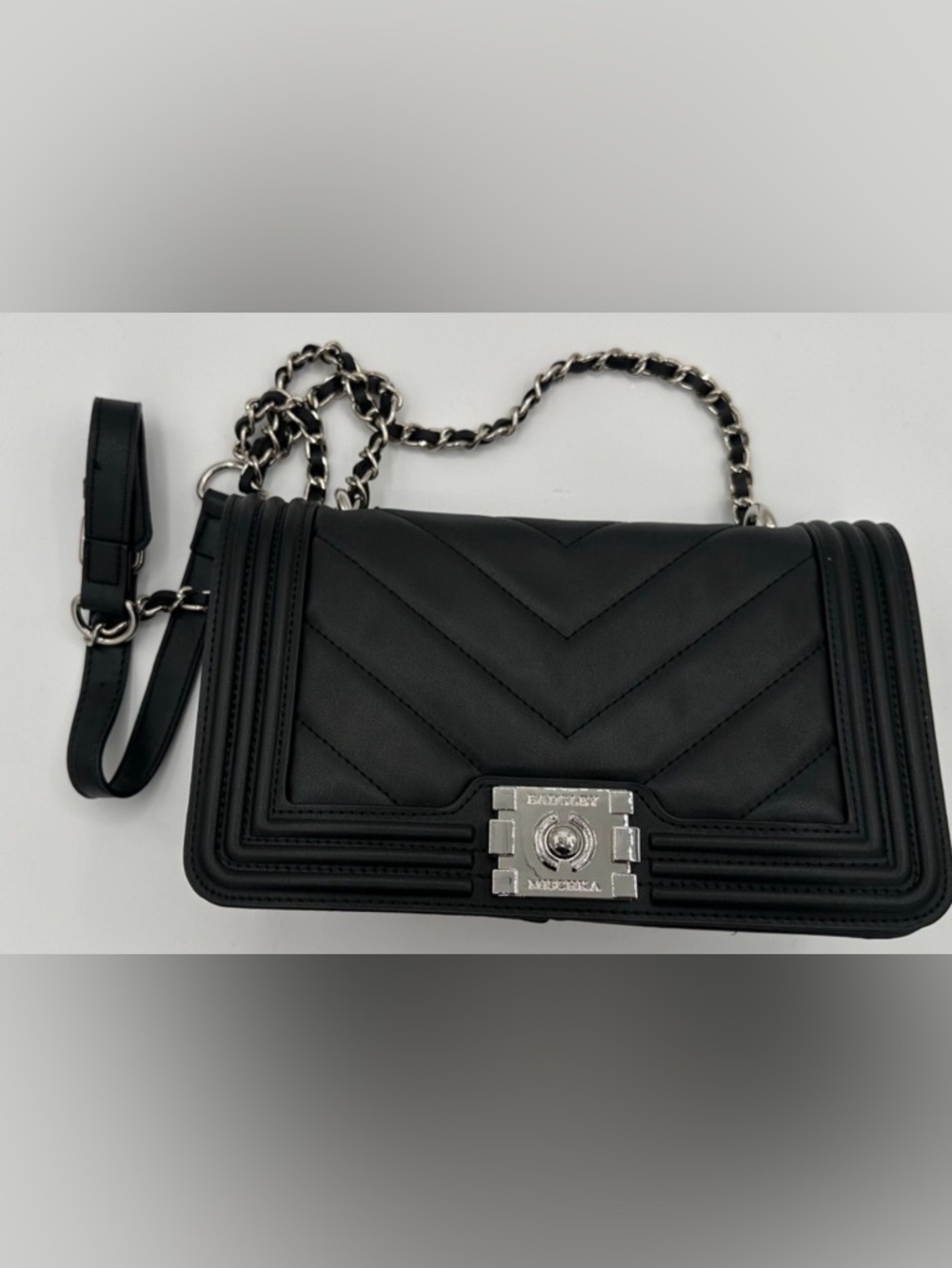 Badgley Mischka Black Quilted Chain Crossbody Bag